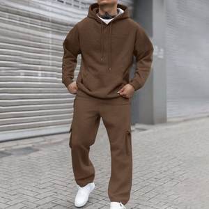 Trajes de sudor Hombres Invierno Cordón Grande y alto Jersey Suéteres y pantalones de chándal Conjunto de manga larga Trajes de chándal de entrenamiento lisos - Product Image 1