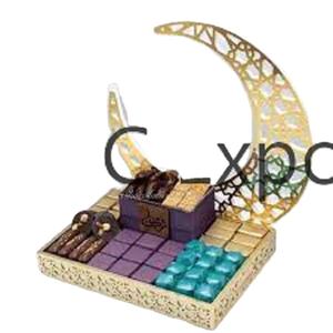 Plateau de chocolat de luxe en métal design Lune d'or Plateau de chocolat de créateur de forme personnalisée Plateau de chocolat de luxe fait à la main - Product Image 1