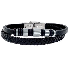 สายรัดสแตนเลสแบบมีที่ล็อกและล็อกขนาด21ซม., 316L แฟชั่นสำหรับผู้ชาย - Product Image 1