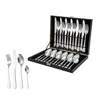 Ensembles de couverts en acier inoxydable, décorations de table en acier miroir pour fêtes durables, emballage de boîte-cadeau pour restaurants, événements