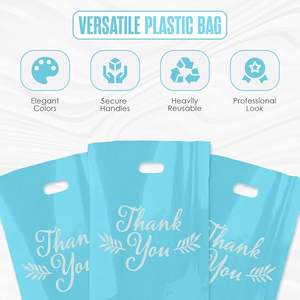 Bolsas de compras de supermercado impresas personalizadas hechas en Vietnam, bolsa de refuerzo lateral de Material HDPE LDPE con asa troquelada, bolsas de regalo de plástico - Product Image 5