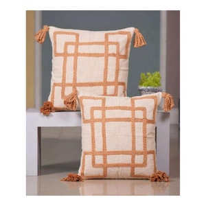 High Quality Embroidery Back Rest Cushions 18x18 Inch Custom Digital Blue Aqua Items Printed Cotton Embroidered Pillow Cushions - Product Image 2