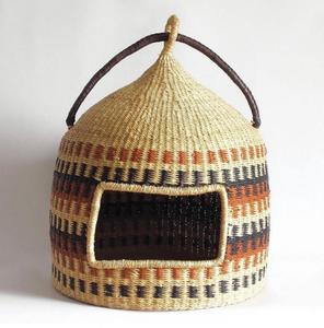 Portable Foldable Cute <b>Cat</b> House With Handle Best Selling Weaving Seagrass Straw <b>Indoor</b> Houses for <b>Cats</b> - Product Image 1