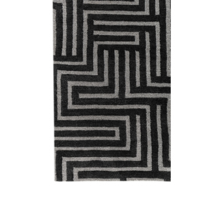 Aprezo <b>Boho</b> Style Hand Knotted Acrylic <b>Rug</b> Aiar-3015 Grey Black Geometric Abstract Pattern for Home Living Rectangle Hallway - Product Image 4