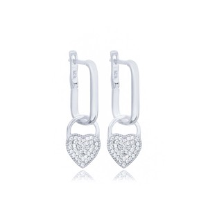 Pendientes Colgantes con Forma de Corazón y Piedra CZ de Diseño Minimalista, Joyería Turca al por Mayor de Plata de Ley 925 - Product Image 5
