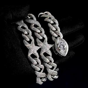 Chaîne cubaine Hip Hop Iced Out en argent sterling 925 avec moissanite, testée au diamant, motif étoile infinie pour homme - Product Image 1