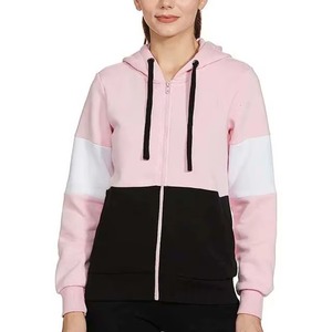Sweats à capuche pour femmes grandes tailles, fermeture éclair, couleur unie, tissu en coton, logo personnalisé, sweats à capuche confortables pour femmes, dernier design 2025 - Product Image 2