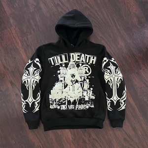 Sudaderas con capucha para hombre de gran tamaño de 500GSM de peso pesado en serigrafía multicolor con logotipo personalizado Sudadera con capucha con estampado de algodón unisex en 3D - Product Image 1