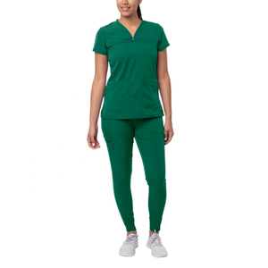 Conjuntos de uniformes médicos y de enfermería al por mayor, blusas elásticas de manga corta, uniformes quirúrgicos tejidos, trajes de hospital de poliéster sin costuras con detección de agujas - Product Image 6