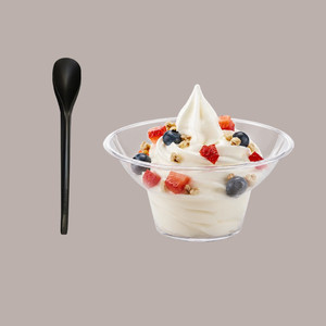 200-Piece Disposable <b>Black</b> <b>PLA</b> Spoon for Yogurt and Granita 17.5cm Length - Product Image 3