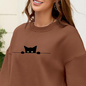 Nuevo Diseño Otoño Invierno Sudadera Lisa para Mujer, Sudadera Holgada con Estampado y Bordado - Product Image 6