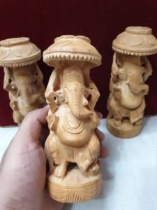 รูปปั้นพระพิฆเนศทำจากไม้ทำด้วยมือของชาวอินเดียรูปปั้นพระพิฆเนศดิวาลีและพระพิฆเนศ - Product Image 2
