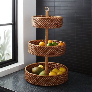Handcrafted 3 Tier Countertop Fruit <b>Basket</b> <b>Display</b> Stand Rattan Tiered Dried Food <b>Baskets</b> Produced in Vietnam - Product Image 6