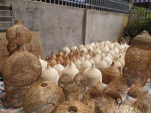 Vietnam Hand-Woven Round Pendant Light Woven <b>Lampshade</b> Hanging Fixture <b>for</b> Dining Room Living Room Kitchen <b>Bedroom</b> Hallway - Product Image 6