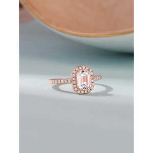 Bague Halo Ajustable en Diamant Américain de 1.5 Carats Couleur Or Rose - Product Image 4