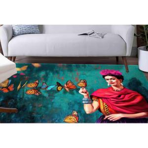 พรมเชนิลล์ลายผีเสื้อ Frida Kahlo: พรมตกแต่งร้านเสริมสวยกันลื่น พรมนุ่มแบบไม่ทอ - Product Image 1