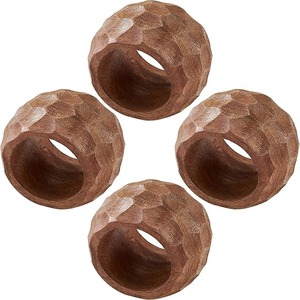 Ronds de serviette en bois faits à la main écologiques Finition naturelle rustique Accessoires de table à manger décoratifs - Product Image 6