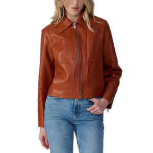 Veste en similicuir pour femmes avec fermeture éclair, manches longues, vêtements d'extérieur tendance pour l'automne, tenue décontractée, vêtements de travail et streetwear - Product Image 3