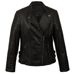 Chaqueta de motorista de cuero de estilo tradicional, chaqueta de motocicleta de cuero para mujer, chaqueta de cuero para mujer - Product Image 1