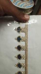 Dentelles brodées à la machine en voile de coton 100% écologiques, vintage, florales, faites sur mesure, avec des miroirs étincelants, vêtements ethniques - Product Image 6