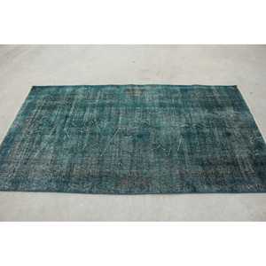 Tapis turc 3,7x6,6 pi (113x202 cm), tapis vintage bleu à motifs floraux - Product Image 2