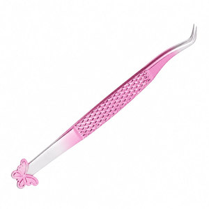 SHEARS BEAUTY แหนบติดขนตาผีเสื้อสีชมพู ปลายเรียบ/หยัก/ฟันปลา สแตนเลสสตีล ป้องกันไฟฟ้าสถิตย์ ทนทาน เครื่องมือความแม่นยำสูงสำหรับ - Product Image 3