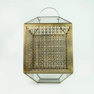 Lanternes de fête en métal et en verre, élégantes lanternes de table, porte-bougie chauffe-plat, lanterne en métal plaqué or, décoration de Noël - Product Image 2