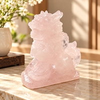 Figurine Qilin en Quartz Rose, Bête Gardienne en Cristal Sculptée, Décoration d'Intérieur, Pierre de Guérison, Cadeau de Collection