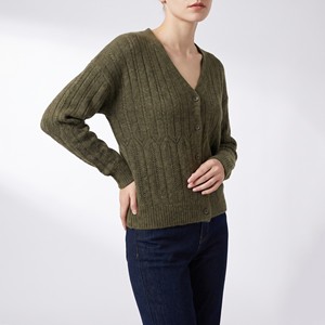 Cardigan a maglia caviata con scollo a V, taglia unica, adatto alle taglie 38-44 - Product Image 2