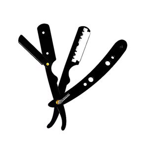 Maquinilla de afeitar de peluquero de alta calidad con revestimiento negro, logotipo personalizado para salón de hombres, maquinilla de afeitar de acero inoxidable - Product Image 3