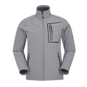 Chaquetas cortavientos SoftShell para hombre, ropa de calle, chaqueta cortavientos de gran tamaño con cremallera de poliéster vintage - Product Image 3