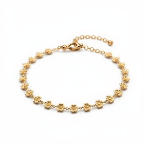 Pulsera de Oro Amarillo Sólido de 14K con Eslabones de Flor, Cadena Floral Elegante, Joyería Fina, Certificada por GIA para Mujer, Fabricación Personalizada OEM - Product Image 2