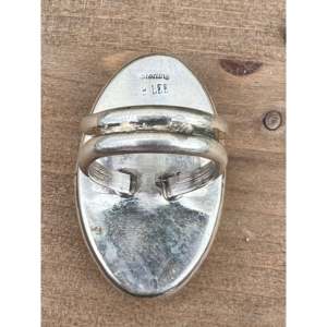 Betta Lee Spiny Oyster & Sterling <b>Silver</b> <b>Boho</b> Statement <b>Ring</b> Bezel Setting Geometric Pattern Smooth Cut Size 9 for Everyday Wear - Product Image 3