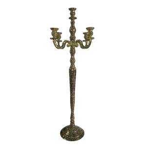 Candelabros hechos a mano para decoración de centro de mesa de Metal de diseño de lujo con acabado antiguo para decoración de eventos y bodas - Product Image 1