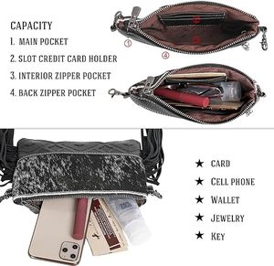 กระเป๋าสะพายข้างสไตล์คาวบอยสาวโบฮีเมียนตะวันตกพร้อมสายคล้องมือกระเป๋าถือคุณภาพสูงประดับพู่ - Product Image 3