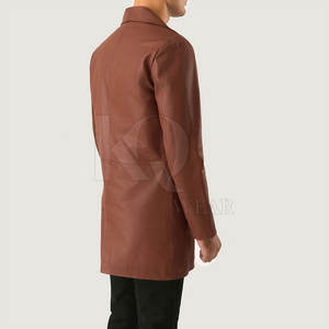 Gabardina Clásica de Cuero para Hombre, Estilo Largo y Elegante, Material Cómodo y Duradero, Ideal para Atuendos de Invierno y Vestimenta Formal - Product Image 4