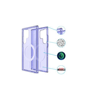 Funda de Silicona Transparente con Purpurina Compatible con MagSafe para Samsung Galaxy S23 Ultra, Netzy Safa Allstar, Cubierta Trasera de Lujo - Product Image 3