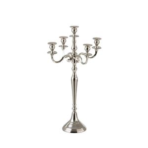 Grand candélabre à cinq bras en aluminium et laiton, sur pied, fait à la main, forme personnalisée, taille disponible, décoration de table pour la maison et les mariages - Product Image 4