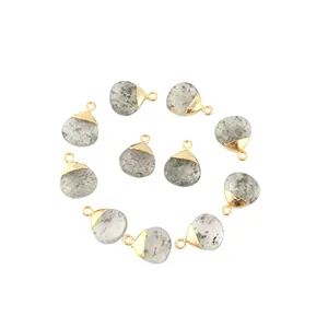 Connecteur pour bijoux en forme de cœur Connecteur à breloques à simple caution en quartz Plaqué or Boucle d'oreille à faire soi-même Pendentif Connecteur - Product Image 1