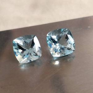 AAA+ Grade 8mm Natural Blue <b>Aquamarine</b> Stone Faceted Square Cushion Cut Certified Loose Calibrated Gemstone for Jewelry Making - Product Image 1