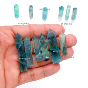 Pointes de cristal de fluorite bleue, tour de quartz naturel à double terminaison |   Pierres précieuses polies, pierres de guérison, cristaux de Reiki en vrac - Product Image 4