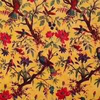 Tela de terciopelo seda con estampado de pájaros Tela de terciopelo suave multicolor Tapicería de terciopelo seda al por mayor