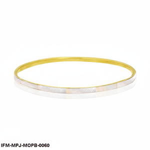 Handcrafted Mother of <b>Pearl</b> Inlay Brass Bangle Slim Minimalist Shell Inset <b>Gold</b> Tone <b>Bracelet</b> Gift For Her - Product Image 1