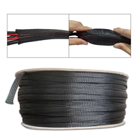 Funda Trenzada de Protección para Cables de PET/NYLON Plana Expandible, Resistente a los Rayos UV y Retardante de Llama (VW-1), de 3-76 mm, para Temperaturas de -50°C a 150°C
