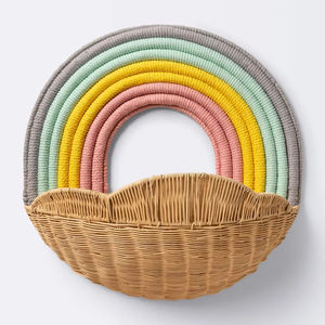 Cute Rainbow Rattan Wall Hanging <b>Basket</b> for Kids Home Decor Toy <b>Basket</b> Organizer Nursery Decor - Product Image 2