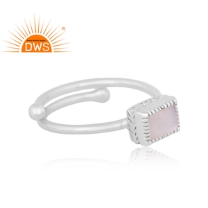 Anillos de plata de ley 925 con diseño adjetival, piedra lunar blanca Natural, fabricante de joyería - Product Image 3