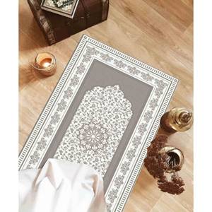 Tapis de prière à motif floral gris : tapis de culte islamique, tapis fin non tissé - Product Image 1