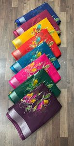 Saree เสื้อเบลาส์ผ้านิ่มพิมพ์ลายสำหรับงานแต่งงานน้ำหนักเบาสไตล์โมเดิร์นสำหรับฤดูร้อน - Product Image 2