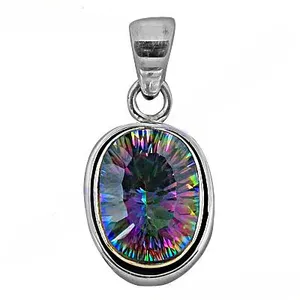 Collier pendentif ovale élégant en argent 925 avec topaze mystique pour femme - Finition plaquée or rose rhodié - Product Image 3