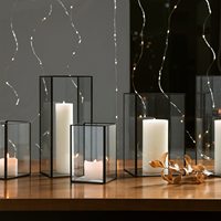 Lanterne à bougie carrée en verre encadrée de métal noir, la plus populaire et la plus vendue, faite à la main, décoration moderne pour la maison